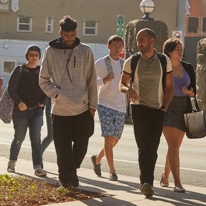 Group of young people walking